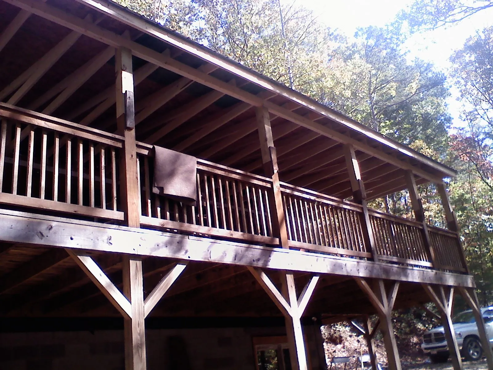 Timber framing under a new elevated porch and deck — Roof Leak Repair in Ankeny by Roofing Brothers